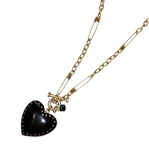 Vintage marc by marc jacobs heart necklace gold safety pin chain - Picture 3 of 3